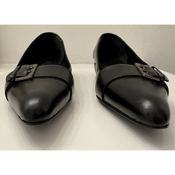 Banana Republic Women’s Black Leather Pointed Toe Flats Buckle Detail Size 7.5 - Picture 7 of 13